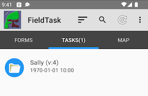 Mobile device screen showing an unmodified case as a blue folder icon